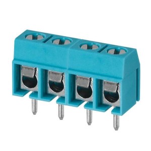 TB002-500-04BE, Фиксированные клеммные колодки Terminal block, screw type, 5.00 , horizontal, 4 poles, CUI Blue, slotted screw, PCB mount