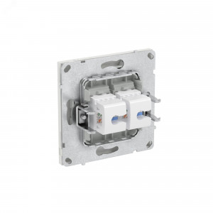 Компьютерная розетка RJ-45 без шторки, кат.6А двойная, KANT, белый песок 7010674