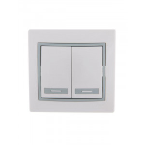 Выключатель 2-кл. СП Mira 10А IP20 с сер. вставкой бел. 701-0215-101