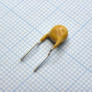 LB080F, Самовосстанавливающийся предохранитель PTC 0.08A(hold) 0.16A(trip) 250V 3A 1W 3s 15Ohm, радиальные выводы, 5.8 X 9.9 X 4.6mm, россыпью