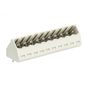 Вилка Wiecon 8113 S / 10 S OB GR, Вилочный разъем, угол 45 градусов, на плату, шаг: 5.0 мм, 10 полюсов, фиксация на плате пайкой, исполнение: без маркировки, 400V, 12А, цвет: серый