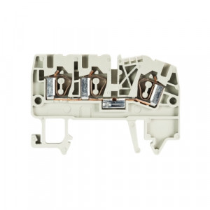 Проходная клемма WKF 2,5/D1/2/35, Проходная клемма, 3 точки подключения, тип фиксации провода: пружинный, номинальное сечение: 2,5 мм кв., 24A, 800V, ширина: 5 мм, цвет: серый, тип монтажа: DIN35