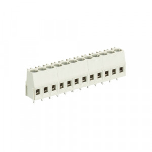 Клемма 8191/12, Клемма горизонтальный подвод кабеля, на плату, шаг: 5.0 мм, 12 полюсов, фиксация провода винтовая, исполнение: с маркировкой, 300V, 16А, цвет: серый