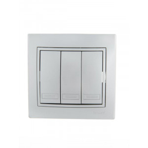 Выключатель 3-кл. СП Mira 10А IP20 со вставкой сер. метал. 701-1010-109