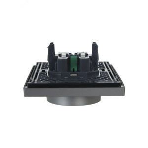 FORTE&PIANO Розетка 2-местная с заземлением без защитных шторок безвинтовое крепление 16А FP524 сталь IEK FP-R21-16-1-K46