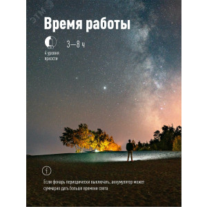 Фонарь аккумуляторный кемпинговый LED 10Вт съемн. аккум. Li-ion18650 2х2.2А.ч Power-bank USB-шнур KOS604Lit