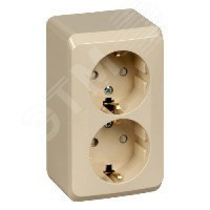 Розетка 2-м ОП Этюд 16А IP20 250В с заземл. защ. шторки крем. SE PA16-008K