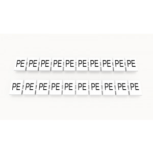 Маркировка (в кассетах) ZB8-10P-19-94Z(H), Кассета с маркировочными шильдиками, для клемм сечением 6 мм.кв., верхняя, 10 шильдиков, нанесенные символы: PE, с вертикальным расположением, размер шильдика: 7,45 x 10,7 мм, цвет: белый