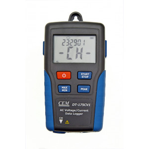 DT-175CV1 Регистратор тока и напряжения, Регистратор тока 10-200А (50-60Гц) ±2%±1А, напряжения 10-600В (40Гц-1кГц) ±2%±1В, 3 режима измерения и записи, период измерения: от 1сек. до 24 часов, память 100096 ячеек, USB, ПО