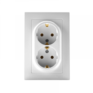 Розетка 2-м СП AtlasDesign 16А IP20 с заземл. в сборе бел. SE ATN000124
