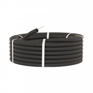 Труба гофрированная ПНД гибкая легкая d40мм с протяжкой черн. (уп.20м) 71740