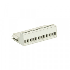 Клемма DSTLF85/ 12, Клемма для торцевого подключения к печатной плате, подвод кабеля сбоку, шаг: 3.5 мм, 12 полюсов, фиксация провода винтовая, исполнение: с маркировкой, 125V, 6A цвет: серый