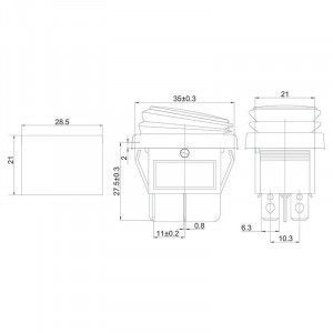 Выключатель клавишный 250V 15А (4с) ON-OFF красный с подсветкой ВЛАГОЗАЩИТА (RWB-507) Индивидуальная упаковка 1 шт 36-2360-1