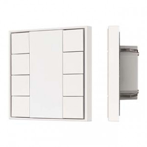 INTELLIGENT ARLIGHT Кнопочная панель KNX-301-22-8-SH-IN White (BUS, Frame) 037723, Универсальная многофункциональная встраиваемая настенная панель для систем KNX. 8 клавиш. Тонкая рамка, материал - пластик. Цвет корпуса - белый. Питание от шины KNX DC 21-30V. Габариты 80x80x26.6 мм.