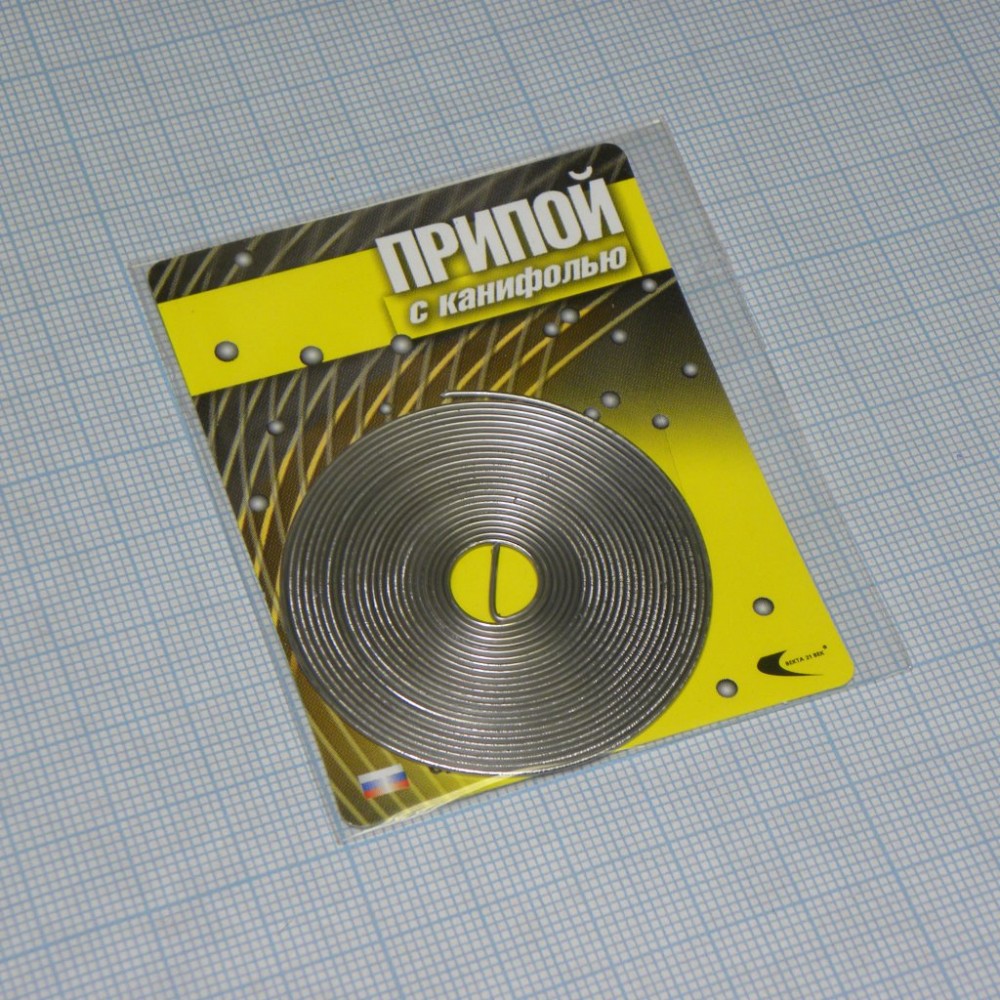 Изображение товара Припой ПОС-61 0.8мм 2 метра для пайки электронных компонентов