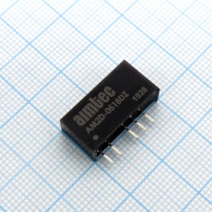 AM2D-0518DZ, DC/DC, 2Вт, вход 4.5…5.5В, выход ±18В/±0.055А, изоляция 1000В DC, КПД 80%, максимальная емкостная нагрузка не более ±220мкФ, SIP7, 19.5x6x10мм, -40…85°C, пластик