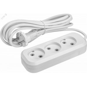 Удлинитель бытовой OPE-S-03-200-X-2x1 без заземления 3 розетки 2м ПВС 2х1 2200Вт 33272