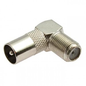 F-F TO  90RF-9.5-M, Разъем высокочастотный, переходник RF штекер - F гнездо, угловой