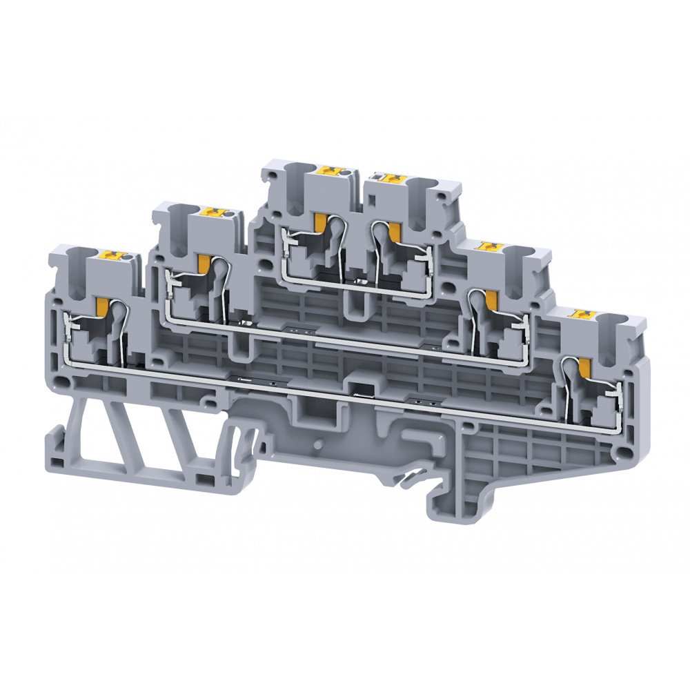 Изображение товара 3-х этажная клемма CPTL2.5 для DIN35 с push-in фиксацией синего цвета