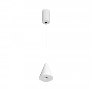 Светильник SP-ELEMENTA-CONE-R83-9W Warm3000 (WH, 39 deg, 230V) 032772, Подвесной светильник. Мощность 9 Вт, св. поток 650 лм, 73 лм/Вт, теплый 3000 K, CRI>80, угол 39°, напряжение питания 230 В. Белый корпус из алюминия, экран , степень защиты IP40. Размер: диаметр 83 мм, высота 97 мм. Монтаж подвесной, длина подвеса 1500мм,