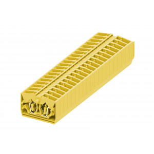 Проходная клемма (MINI) 254325, Проходная клемма, MINI, верхний подвод кабеля, 2 точки подключения, тип фиксации провода: пружинный, номинальное сечение: 2,5 мм кв., 24A, 800V, ширина: 6 мм, цвет: желтый, тип монтажа: без фиксации