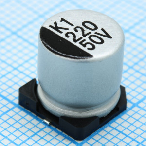 CK050M221G10PKKKV00R, Конденсатор алюминиевый электролитический 50В 220мкФ ±20%, 450мА 2000ч, -55...+105°C, SMD 10*10mm