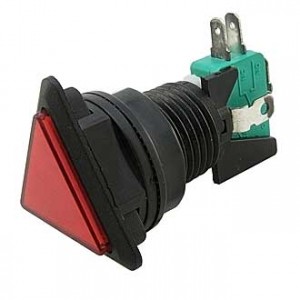 GMSI-6B-T NO(NC)+NC(NO) RED, Кнопка треугольная с LED подсветкой, цвет красный, размер 38.2мм, посадочное отверстие 23.5мм, 5А/250В