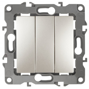 12-1107-15 Выключатель тройной, 10АХ-250В, IP20, 2, перламутр (10/100/2500) Б0019302