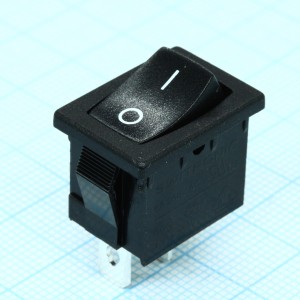 R19A-12BBBT-G, Выключатель клавишный 6А 250В ON-OFF 2 Pin -черный-