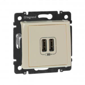 VALENA Розетка двойная USB слоновая кость 774170