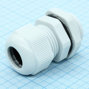 Кабельный ввод PG-16-LG, Кабельный ввод, PG16, диапазон зажимаемых проводников: 10 - 14 мм, SW 27 мм, удлиненная резьба, IP68, материал: пластик, цвет: серый