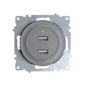 Розетка USB 2-м СП Florence 16А IP20 с подсветкой механизм сер. (1E10351302) 2260091