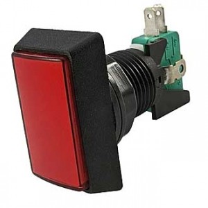 GMSI-3B-R NO(NC)+NC(NO) RED, Кнопка прямоугольная с LED подсветкой, цвет красный, размер 50х32мм, посадочное отверстие 23.5мм, 5А/250В