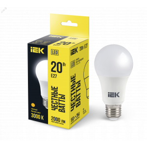 Лампа светодиодная ECO A60 20Вт грушевидная 230В 3000К E27 LLE-A60-20-230-30-E27