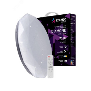 Светильник светодиодный PREMIUM DIAMOND 75Вт 230В 3000-6500К 6000лм IP40 500х90мм настенно-потолоч. управляемый с пультом ДУ КОСМОС KSDiam75W