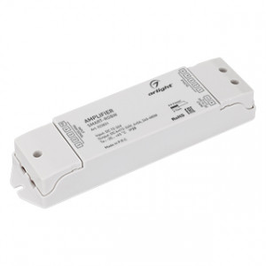 Усилитель SMART-RGBW (12-24V, 4x5A) 023831, RGBW-усилитель. Питание 12-24VDC. 4 канала, ток нагрузки 4x5A, мощность нагрузки 240-480W. Размер 175x45x27 мм.