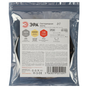 Светодиодная лента ЭРА LS2835 -19,2-240-12-3000K-IP20-1 year-5m теплый белый 5м (кр.1шт)