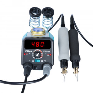 YIHUA 939D-VI KIT 2В1, Пирографическая двухканальная станция с регулировкой температуры для выжигания по дереву, 2 инструмента, набор насадок, 2 заготовки для выжигания