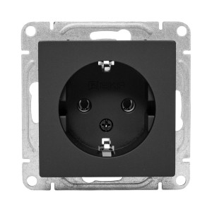 Механизм розетки, 16А, с заземлением, без шторок, ч-рный Эпика EKF UP1-SOB-110