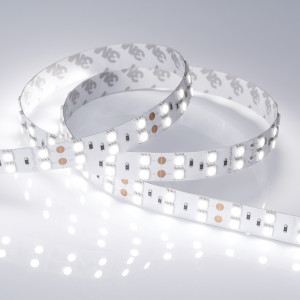 Лента RT 2-5000 24V White6000 2x2 (5060, 600 LED, LUX) 011256(1), Гибкая лента LUX, 2 ряда светодиодов smd 5060, 120шт/м (600шт на 5м), белая плата 15мм, скотч 3М. Цвет БЕЛЫЙ 5800-6500K. Питание 24V, мощность 28.8 Вт/м (144 Вт на 5м), угол 120°, цветопередача CRI>85. Размеры 5000х15х2.2мм. Мин.отрезок 50мм, 6 светодиодо