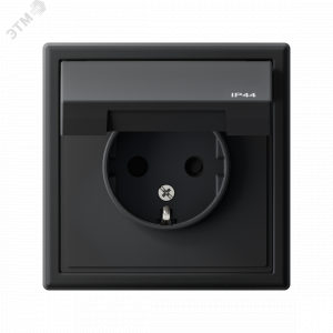 Розетка ArtGallery 16А IP44 с заземл. защ. шторки с крышкой механизм карбон SE GAL441046