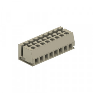 Клемма LPST 1/8 OB, Клемма для торцевого подключения к печатной плате, подвод кабеля сбоку, шаг: 5.0 мм, 8 полюсов, фиксация провода винтовая, исполнение: без маркировки, 250V, 5A, цвет: серый
