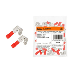 Разъем плоский изолированный ответвительный РпИо 1,5-7-0,8 красный (100 шт) SQ0522-0001