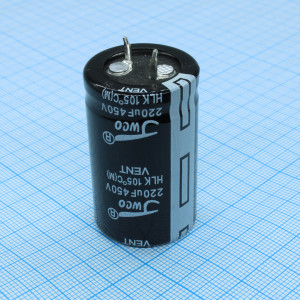 HLK221K2WBKJ2540VBK, Конденсатор алюминиевый электролитический 220мкФ 450В ±20% (25х40мм) защелкиваемые выводы 10мм 2000часов 105°C россыпь