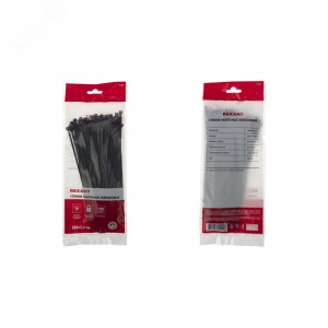 Стяжка 3.6*200 черная (100 шт), хомут-стяжка кабельная нейлоновая