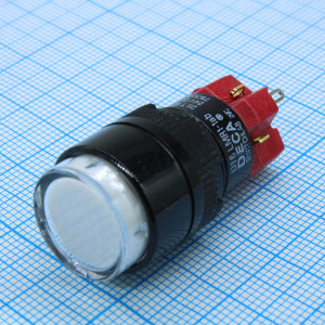 D16LMR1-1ABCW, Кнопка без фиксации (5A 250VAC), Incandescent подсветка 28V AC/DC 40mA