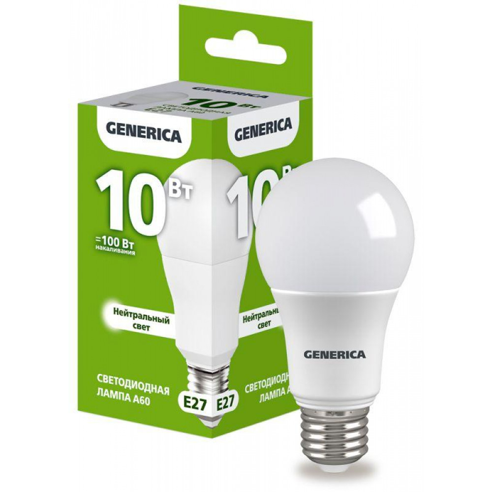 Изображение товара Светодиодная лампа A60 10Вт грушевидная цоколь E27 4000K 230В