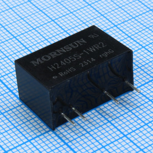 H2405S-1WR2, Преобразователь DC/DC на печатную плату 1Вт, вход 24(21.6…26.4)В, выход 5В/200мА, изоляция 6000В DC, КПД 81% -40…+85°C