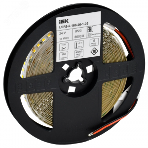 Лента светодиодная 5м SMD2835 168LED/м 14Вт/м IP20 ширина 10мм 24В холодный белый IEK LSR6-2-168-20-1-05