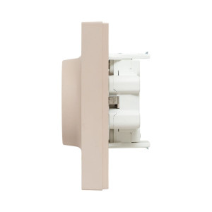 Механизм розетки двойной, 16А, с заземлением, со шторками, с рамкой, кремовый Эпика EKF UP1-SOI-211